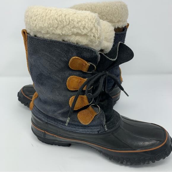 LaCrosse Rubber Leather Lace Up Winter Duck Boots Womens SZ 9 Sheepskin Liner - Picture 3 of 15